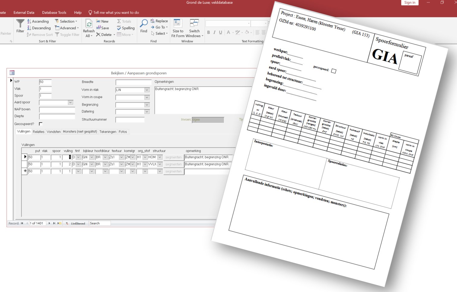 Invoer van spoorgegevens op papier en in de computer